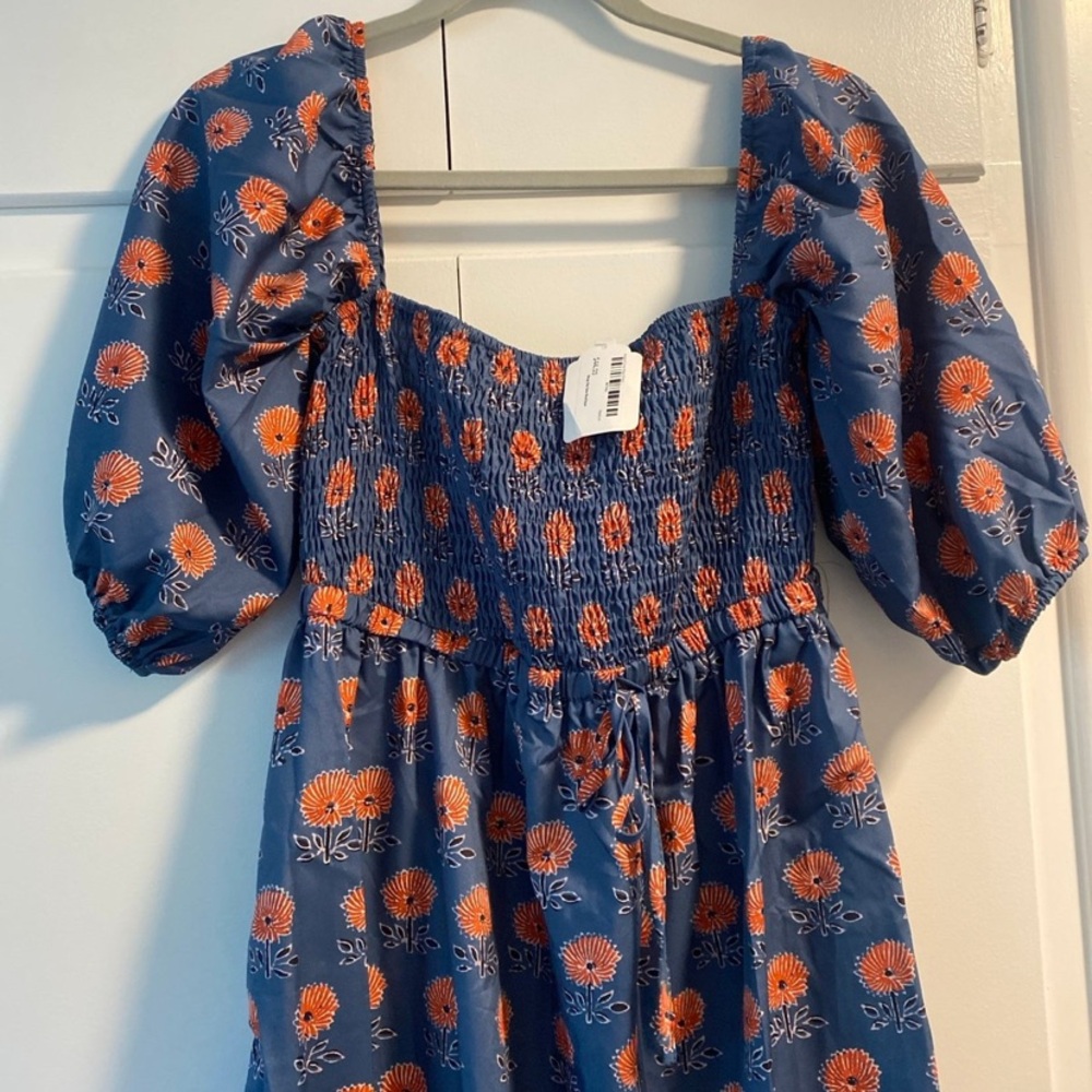 Floral Blue and Orange Kids Dress